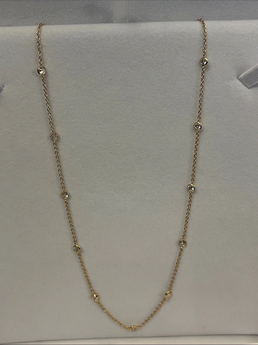 Delicate Gold Station Cubic Zirconia Necklace - Women Jewelry